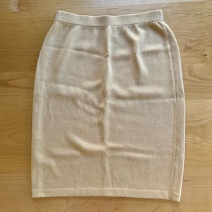 Vintage Knit High-waisted Mid Length Skirt in Hay color.